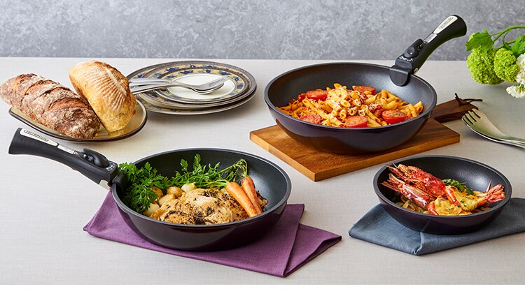 【IH対応】KITCHEN CHEF ダイヤモンドコートパン グレードプラス 3点セット IZ-SE3 パープル22