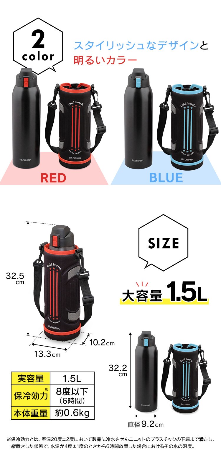 水筒 子供 1.5L ステンレスボトル ワンタッチ キッズ 保冷 大容量 スポーツ DB-1500 レッド7