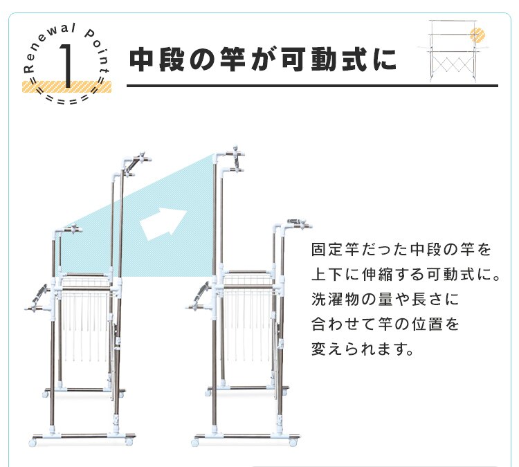 組み立て簡単たっぷり物干し KTM-2018R 5