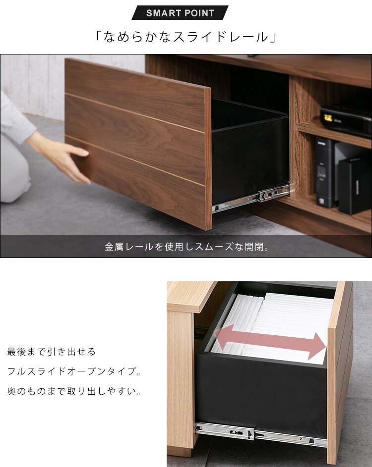 【時間帯指定不可】ボックステレビ台 180cm BTS-SD180U-WN ウォールナット【代引き不可】17