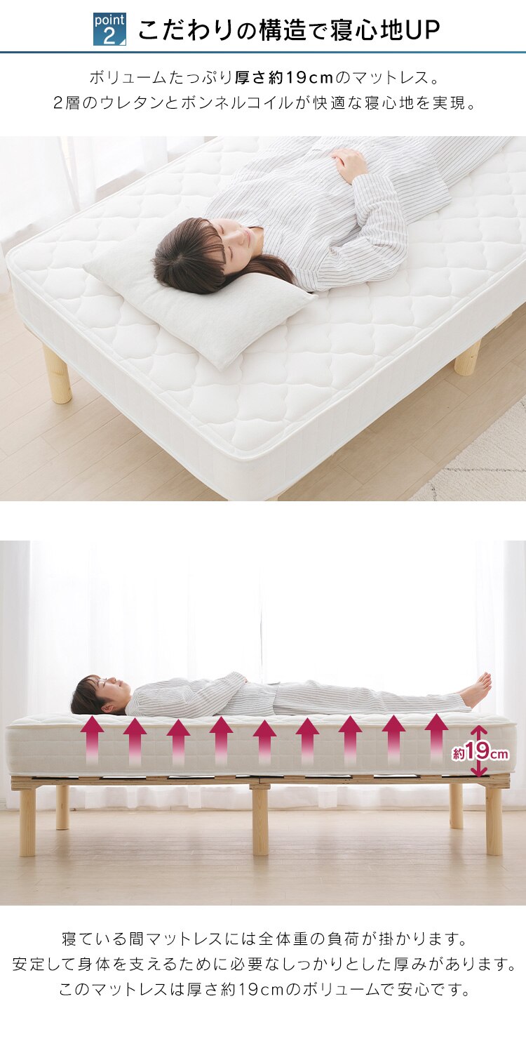 脚付きコイルマットレス AMT-B95 ホワイト4