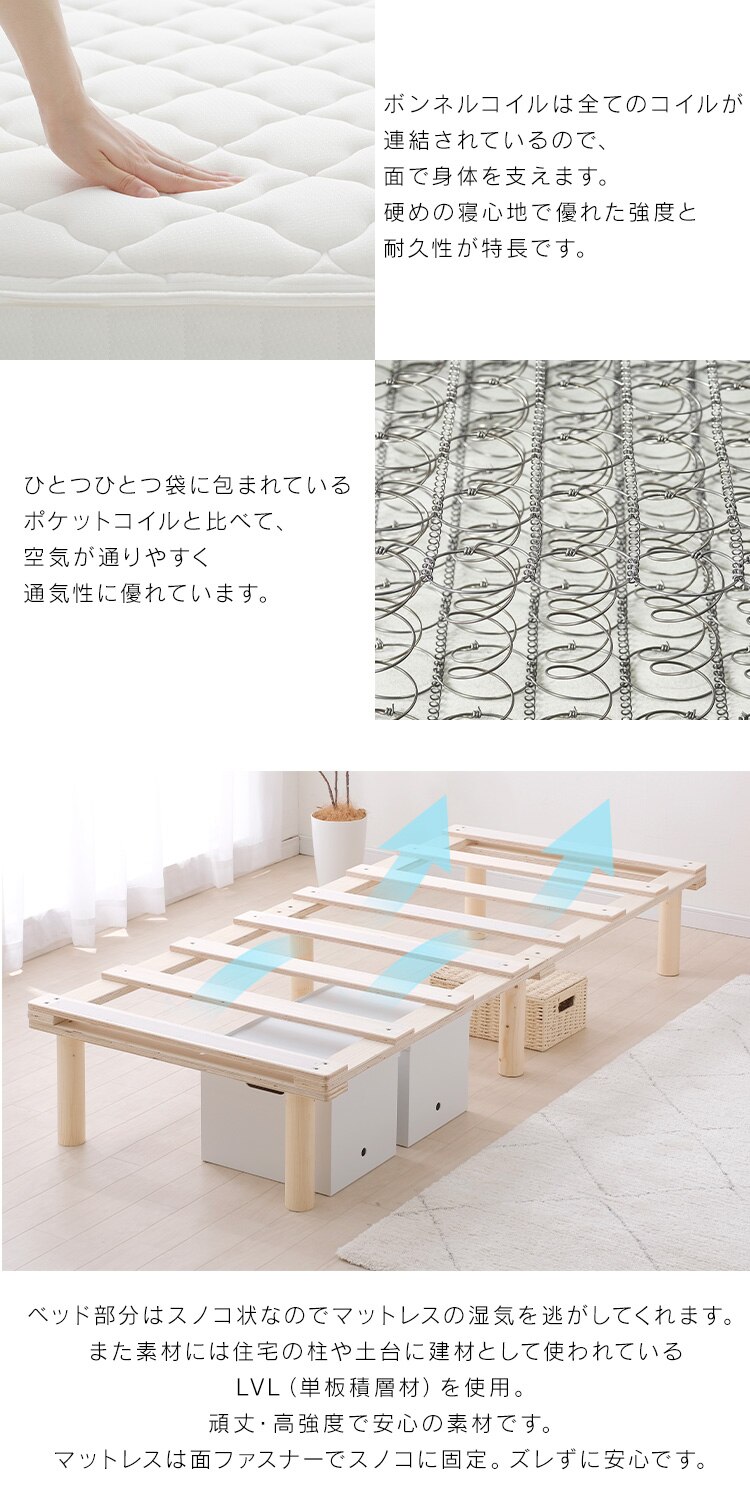 脚付きコイルマットレス AMT-B95 ホワイト6
