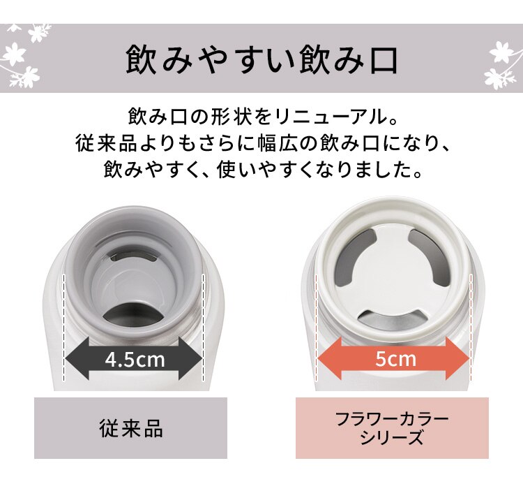 ステンレスケータイボトル フラワーカラー SBF-S350 シルバーリーフ4