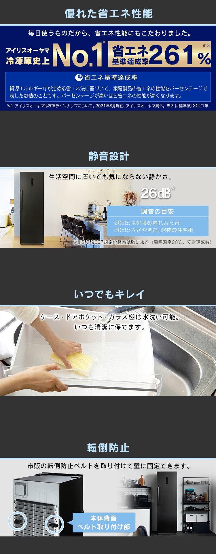 【設置無料】 冷凍庫 274L 省エネ 自動霜取り IUSN-27A-B【代引き不可】7