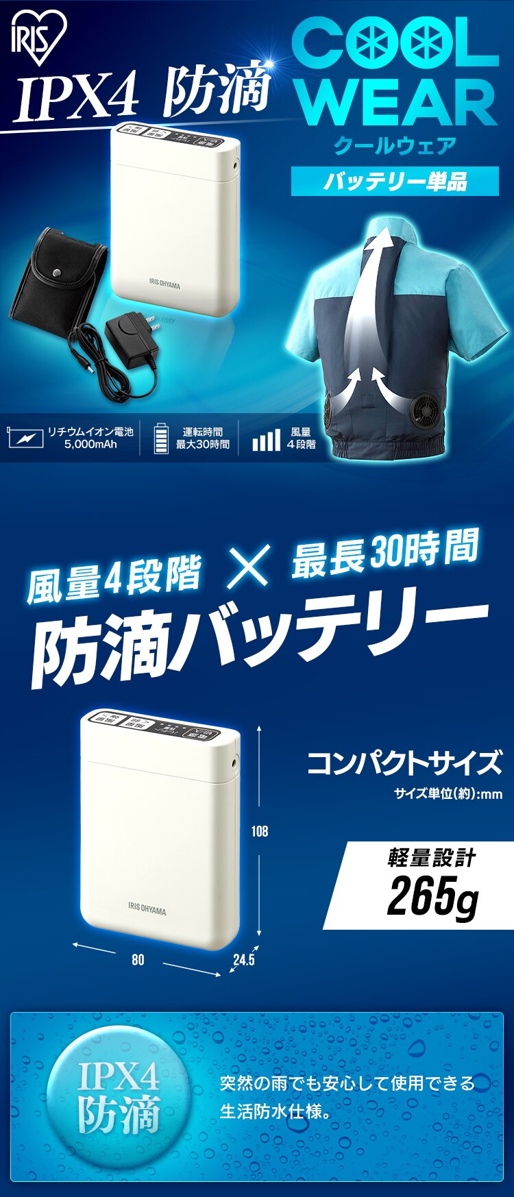 【18%OFF】クールウェアPROバッテリーセット CLIB-3 グレー1