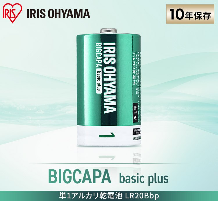 【2本パック】 アルカリ乾電池 単1形 BIGCAPA basic＋ LR20Bbp/2S4