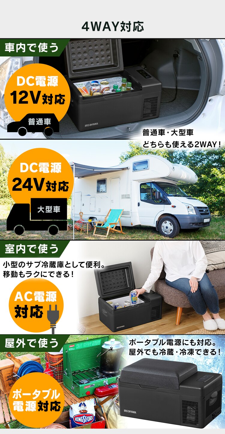 冷蔵庫 20L ポータブル 幅60cm IPD-2A-B ブラック2