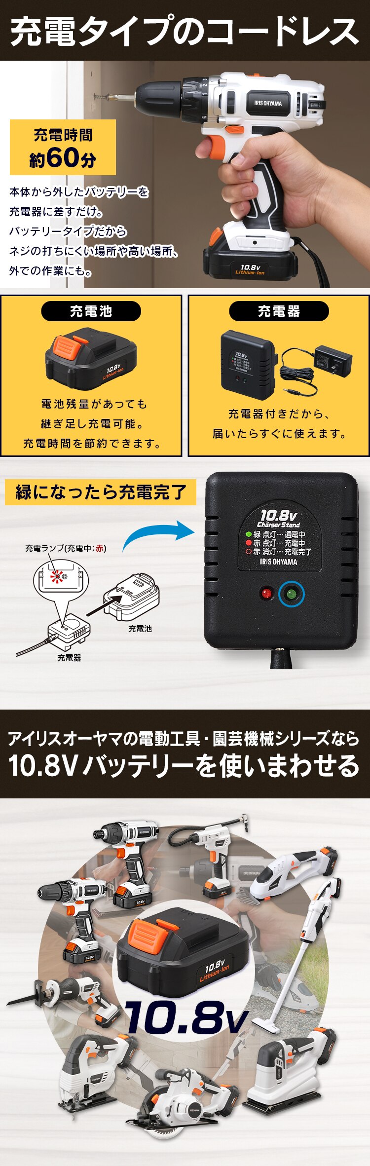 電動ドライバー10.8V JCD28B CD28-H 全2色【バッテリー付き】3