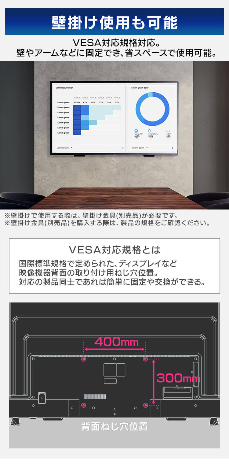 モニター 65インチ ディスプレイ 大型 LUCA ILD-B65UHDS-B【代引き不可】3