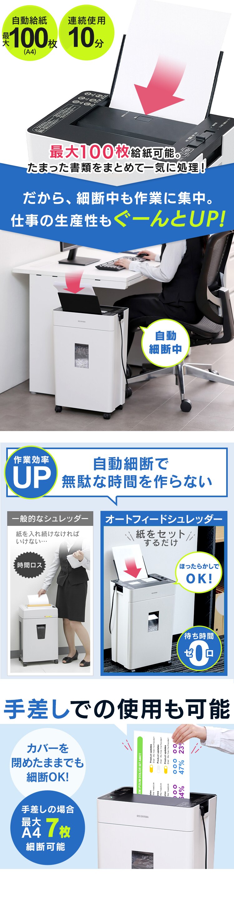 �ȃX�y�[�X�Ɏg����R���p�N�g�T�C�Y 100���������ɏ��גf �I�[�g�t�B�[�h�V�����b�_�[ ��e��22L