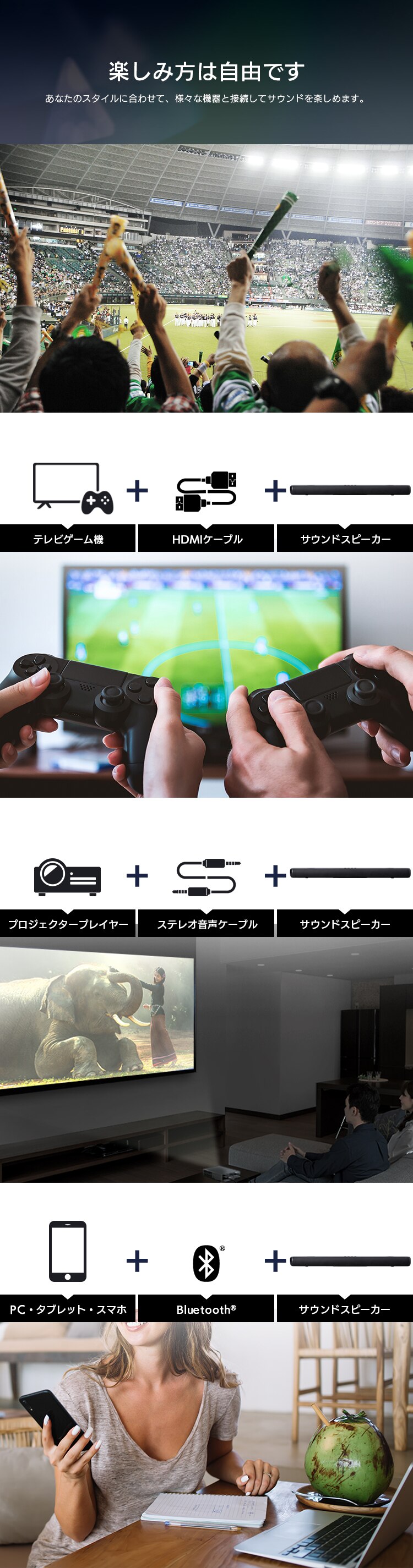 サウンドスピーカー Bluetooth 2.02ch IHT-S301 ブラック4