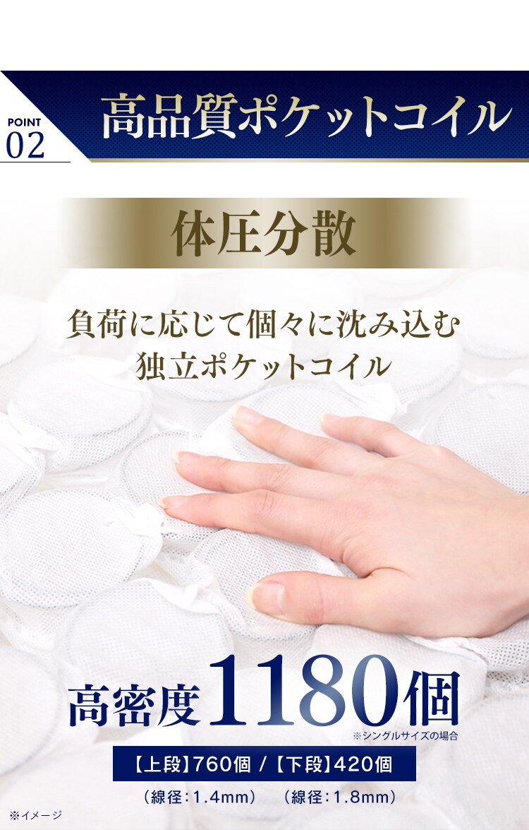 マットレス ダブル ポケットコイル 硬め 厚さ30cm PMTS30H-D Sheep4