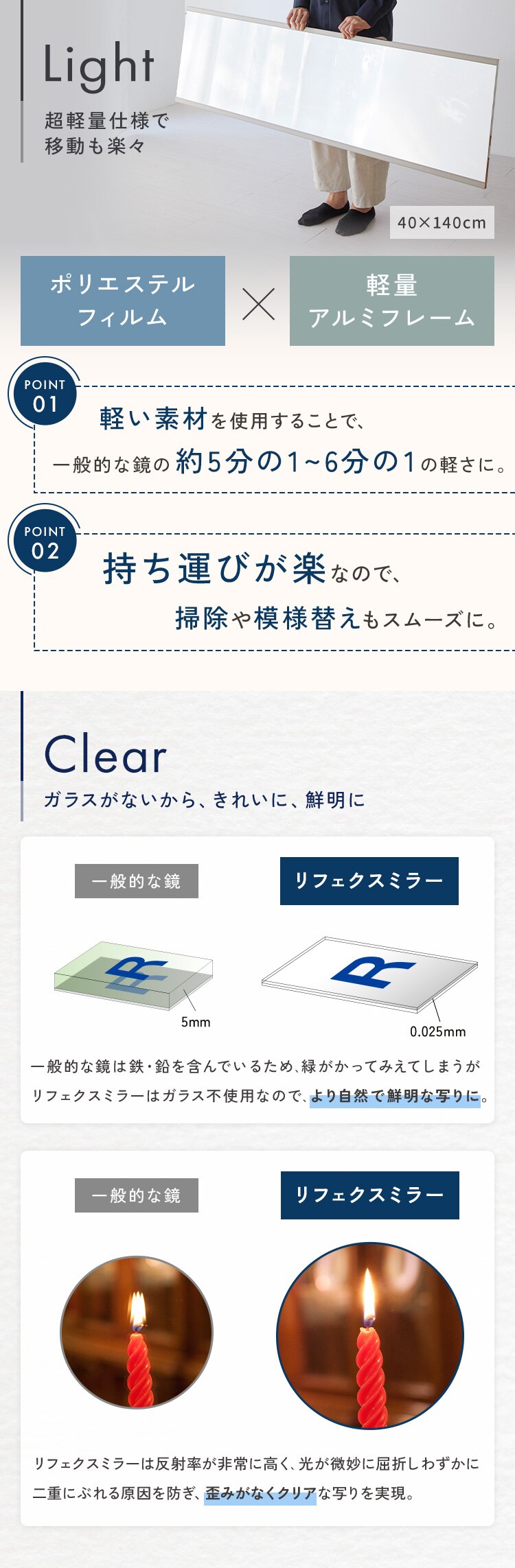 鏡 ミラー 全身 壁掛け 割れない おしゃれ 全身鏡 ワイドエッジ リフェクスミラー 60cm&times;150cm シルバー NRM-5【代引き不可】3