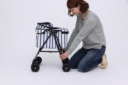 折り畳みミニペットカート 4輪 ブラウン犬 カート【前払い不可】【代引き不可】【同梱不可】23