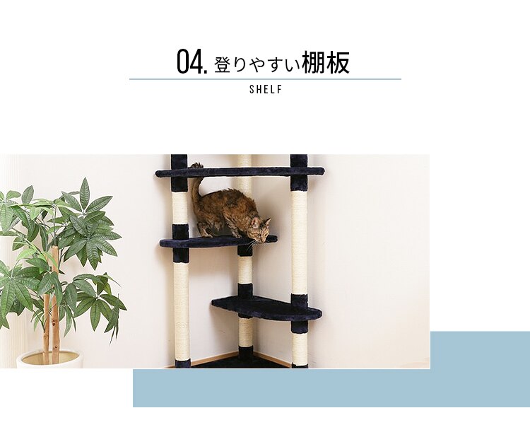 キャットタワー 突っ張り ネイビー 猫タワー5