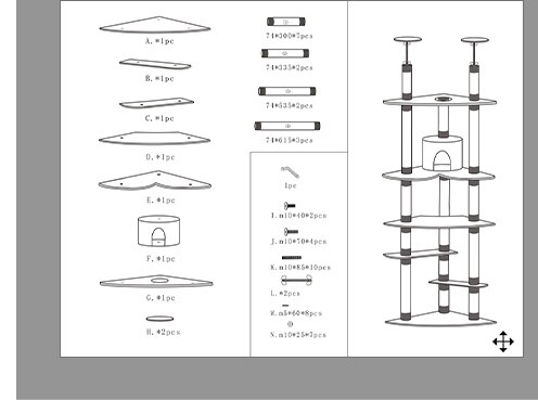 キャットタワー 突っ張り ネイビー 猫タワー12