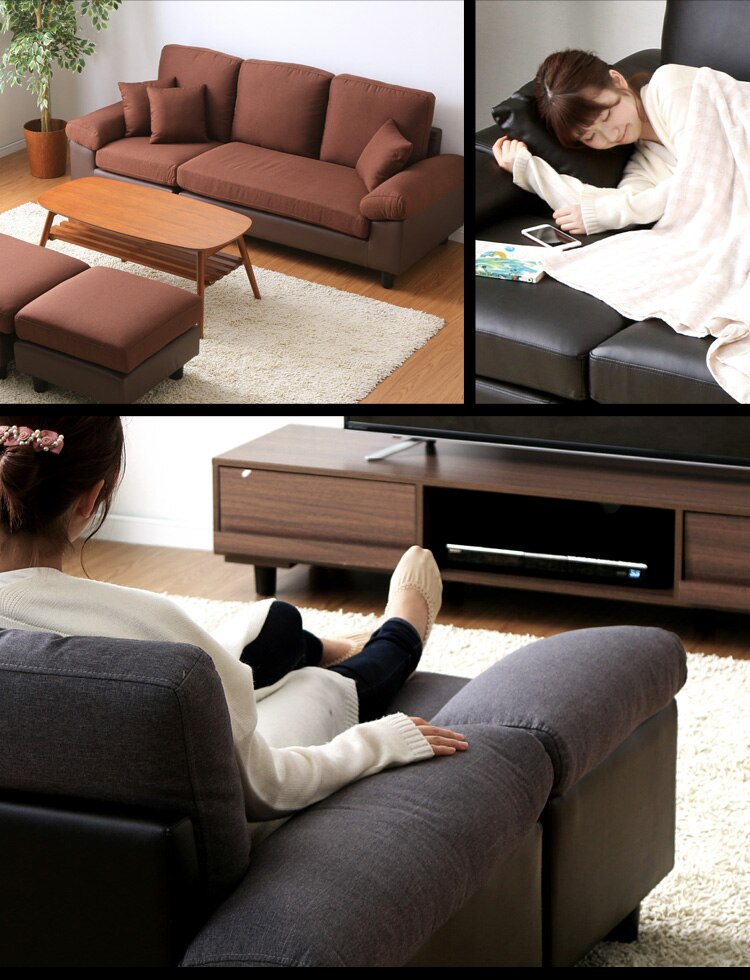 ポケットコイルカウチソファ PUレザーブラック3