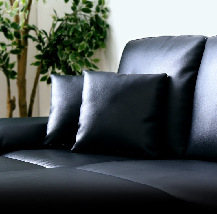 ポケットコイルカウチソファ PUレザーブラック4