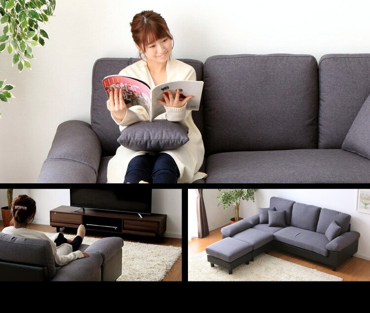 ポケットコイルカウチソファ PUレザーブラック22