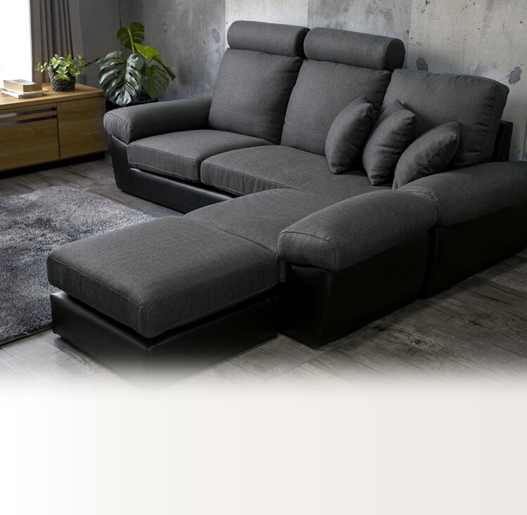 ヘッドレスト付ポケットコイルカウチソファ 41931 ブラウン【前払い不可】【代引き不可】【同梱不可】5