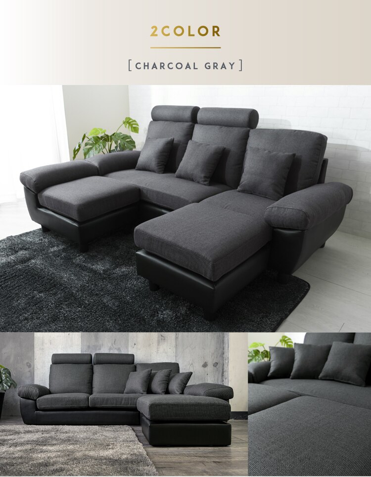 ヘッドレスト付ポケットコイルカウチソファ 41931 ブラウン【前払い不可】【代引き不可】【同梱不可】28