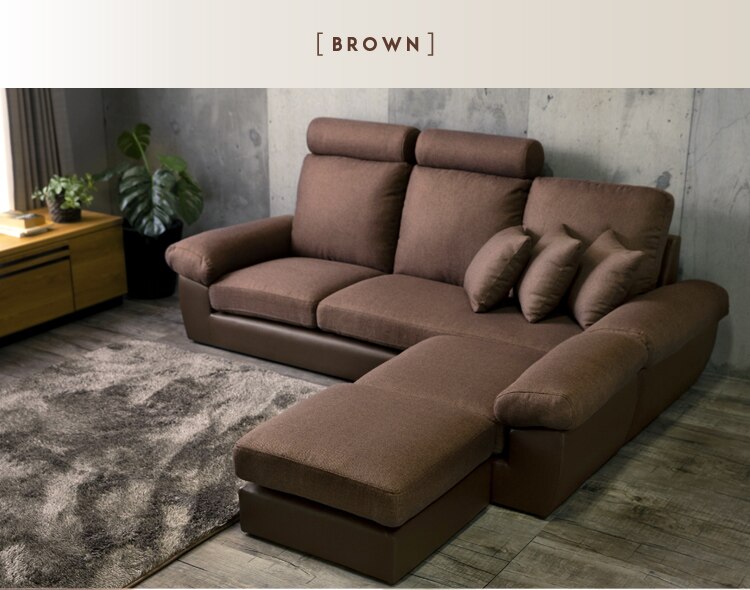 ヘッドレスト付ポケットコイルカウチソファ 41931 ブラウン【前払い不可】【代引き不可】【同梱不可】30