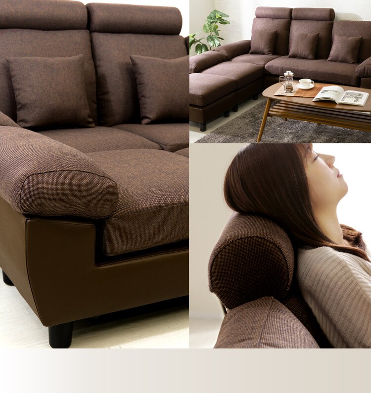 ヘッドレスト付ポケットコイルカウチソファ 41931 ブラウン【前払い不可】【代引き不可】【同梱不可】31