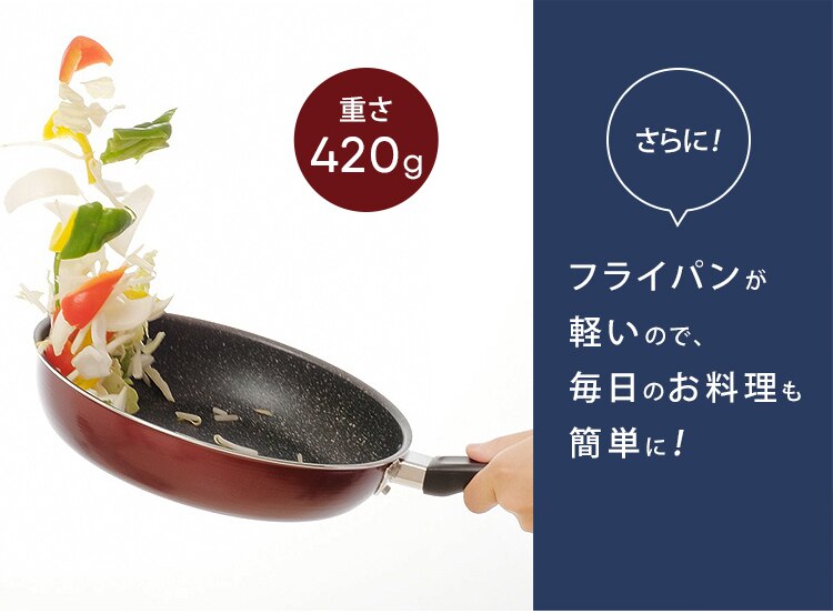 フライパン 20cm IH ガス火 FPM-20 レッド 6