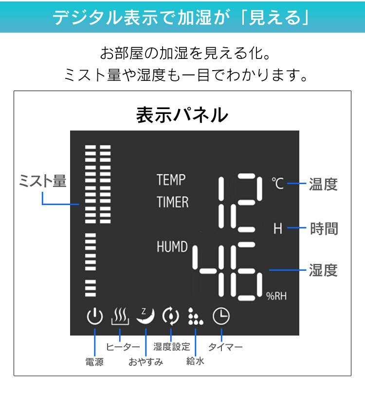 加湿器 ハイブリット式 木造6畳 / 洋室10畳 省エネ タンク容量4.5L PH-UH35-W ホワイト8