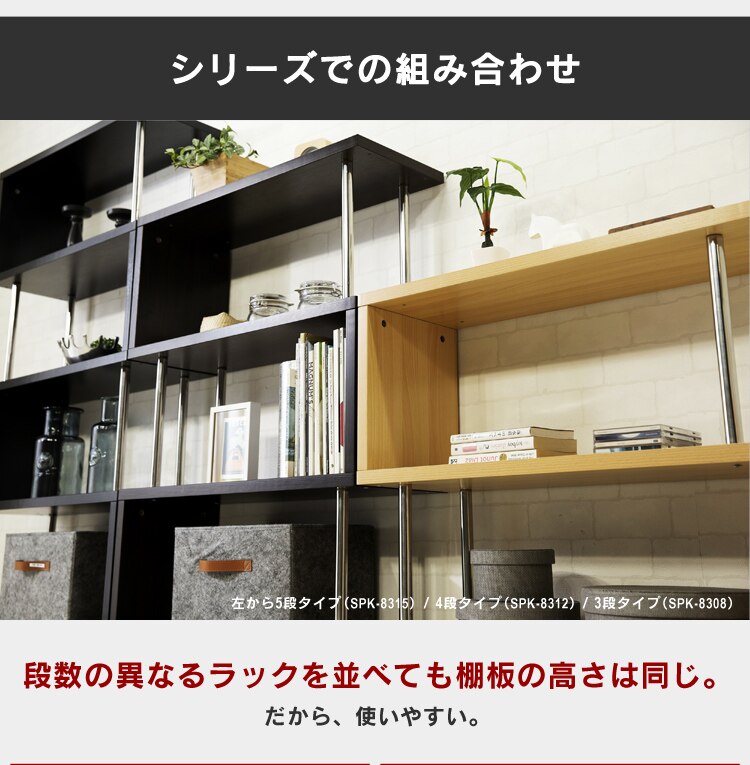ラック 棚 オープンラック 5段 S字 SRK-8315 ホワイト14