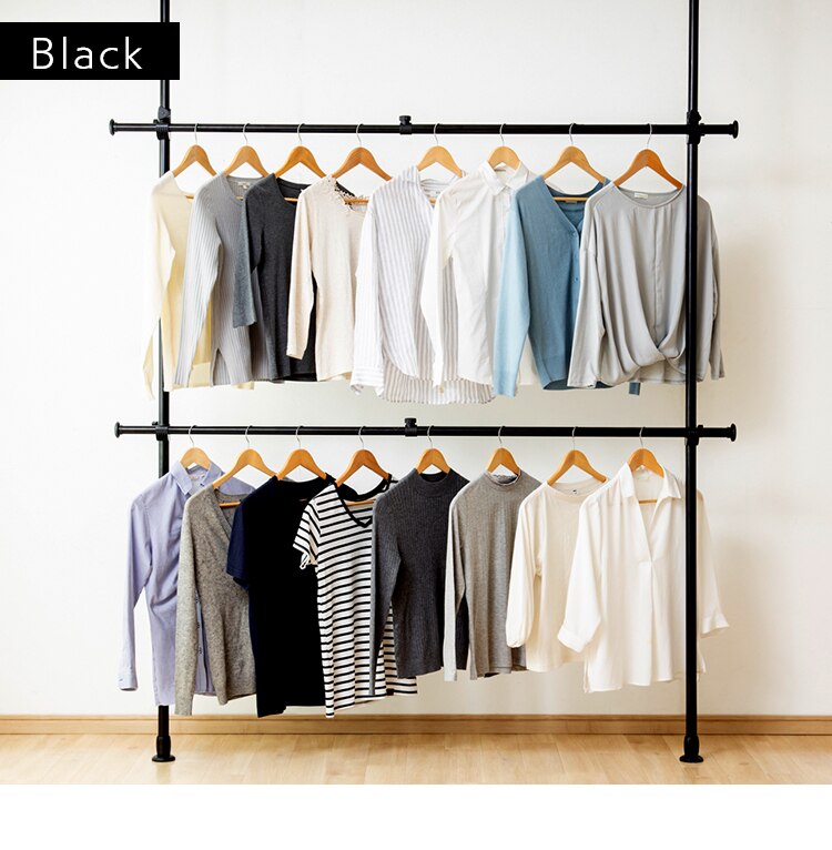 天井つっぱり式 ハンガーラック HR-T1727 ブラック(BK)18