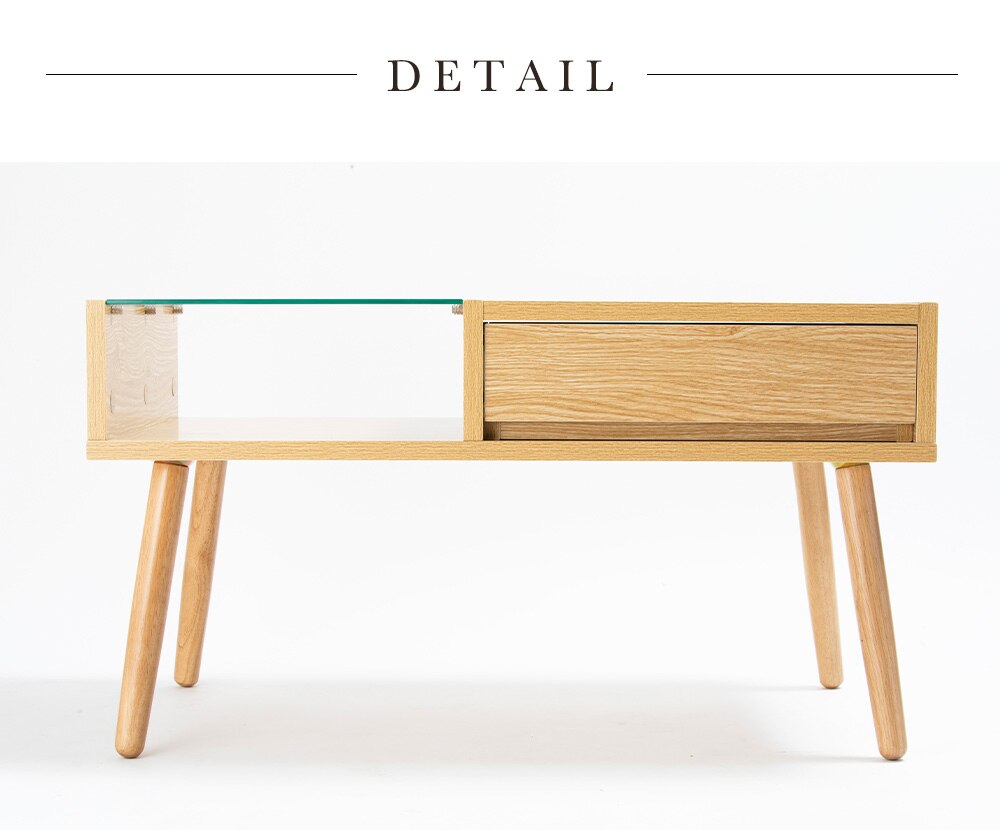 リビングテーブル ガラス 収納付き GLT-800 ブラウン 30