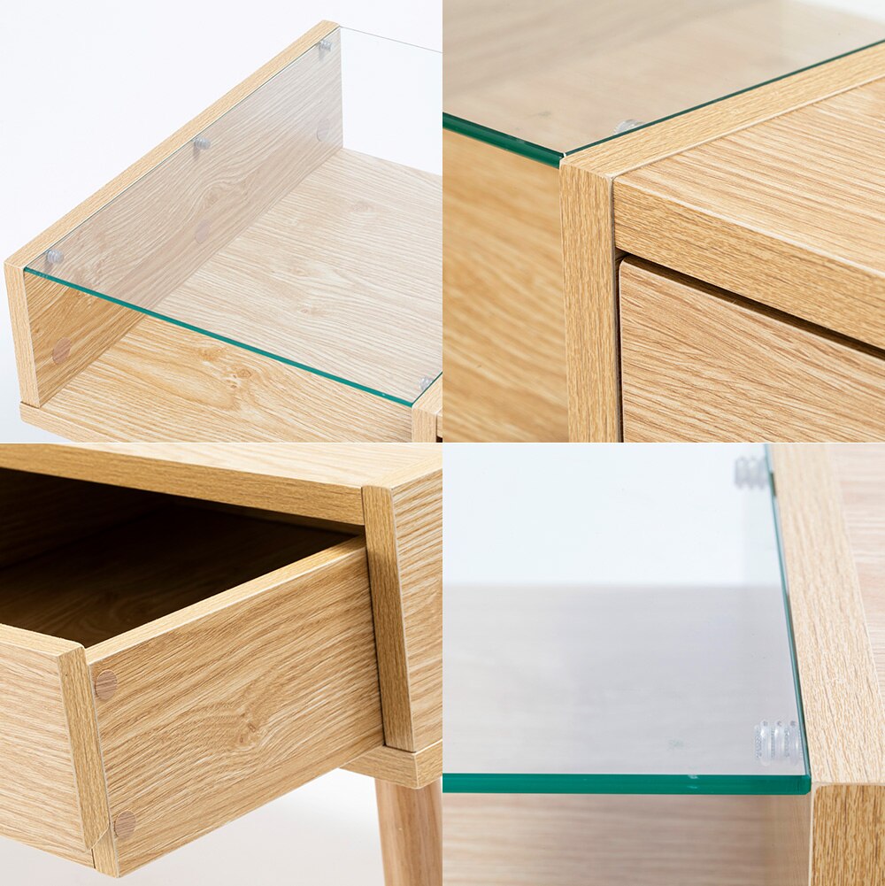 リビングテーブル ガラス 収納付き GLT-800 ブラウン 31