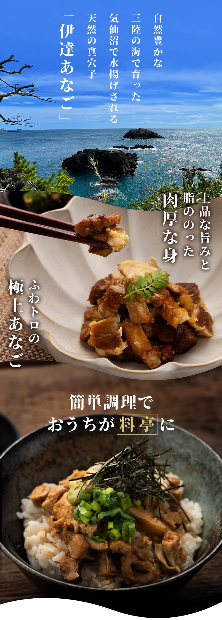 伊達あなごの刻み煮穴子 70g&times;3パックセット 【時間指定不可】7