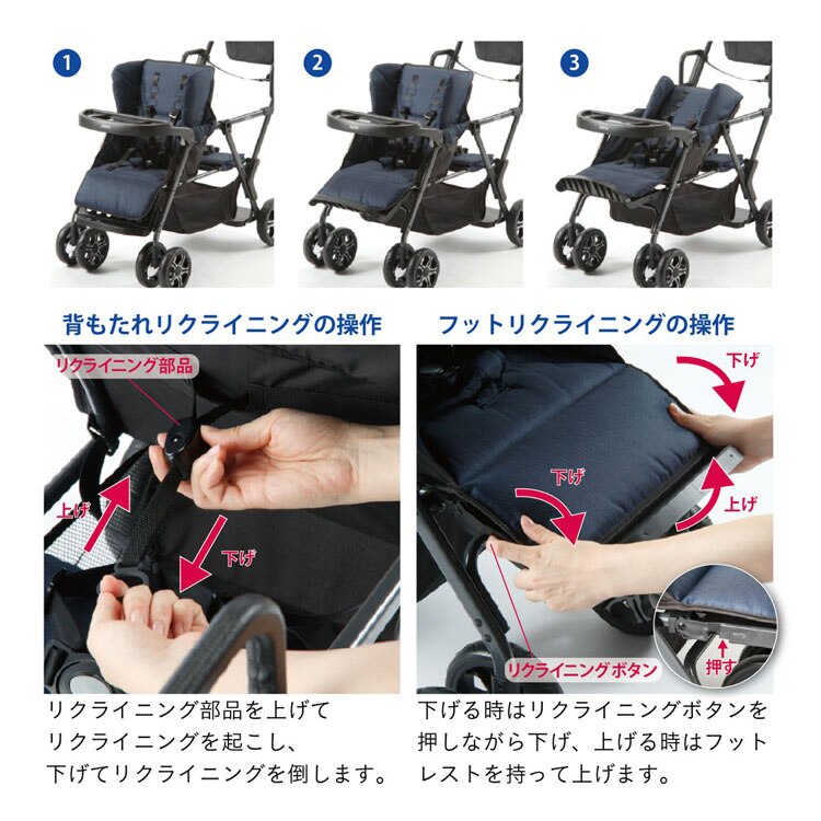 ≪アウトレットSALE≫カトージ ベビーカー 二人でゴー ネイビー 41911 4