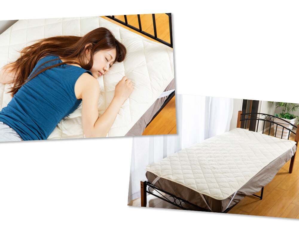 抗菌防臭・洗える羊毛混ベッドパッド シングル S アイボリー AKBYBP-S 10