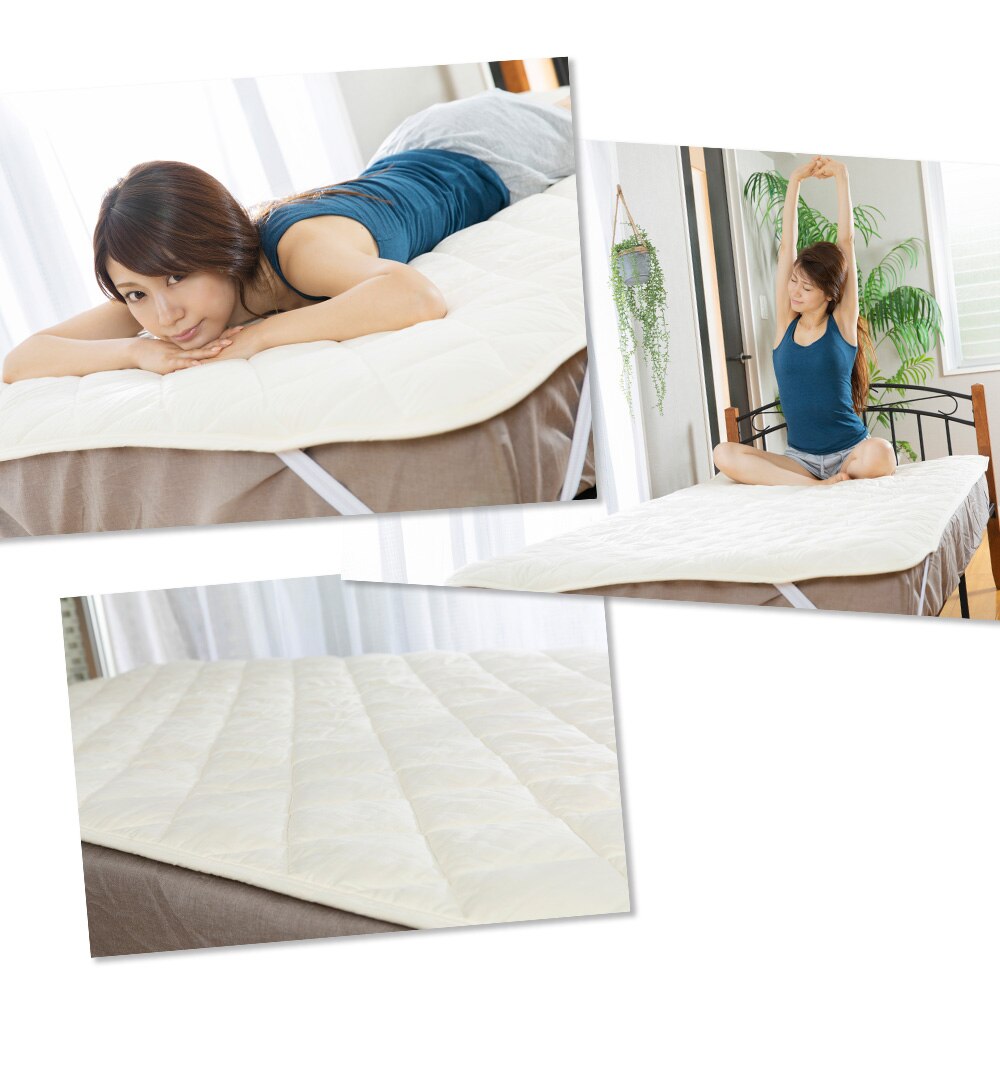 抗菌防臭・洗える羊毛混ベッドパッド シングル S アイボリー AKBYBP-S 16