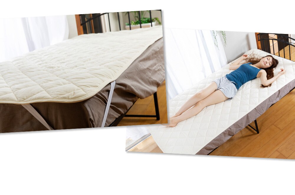 抗菌防臭・洗える羊毛混ベッドパッド シングル S アイボリー AKBYBP-S 19