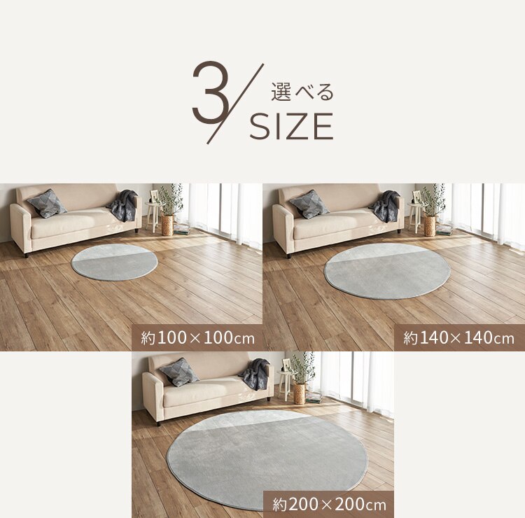 ラグ フランネルラグ 円形 抗菌防臭 防ダニ加工 140cm&times;140cm ブラウン FNR-RCR-14148