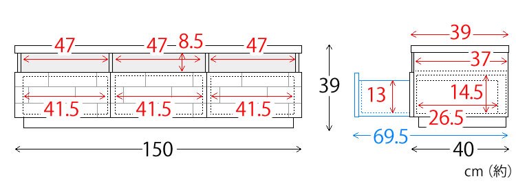 ブロックテレビ台 150cm T-BTV-150 ブラウン16