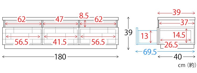ブロックテレビ台 180cm T-BTV-180 ブラウン【代引き不可】16