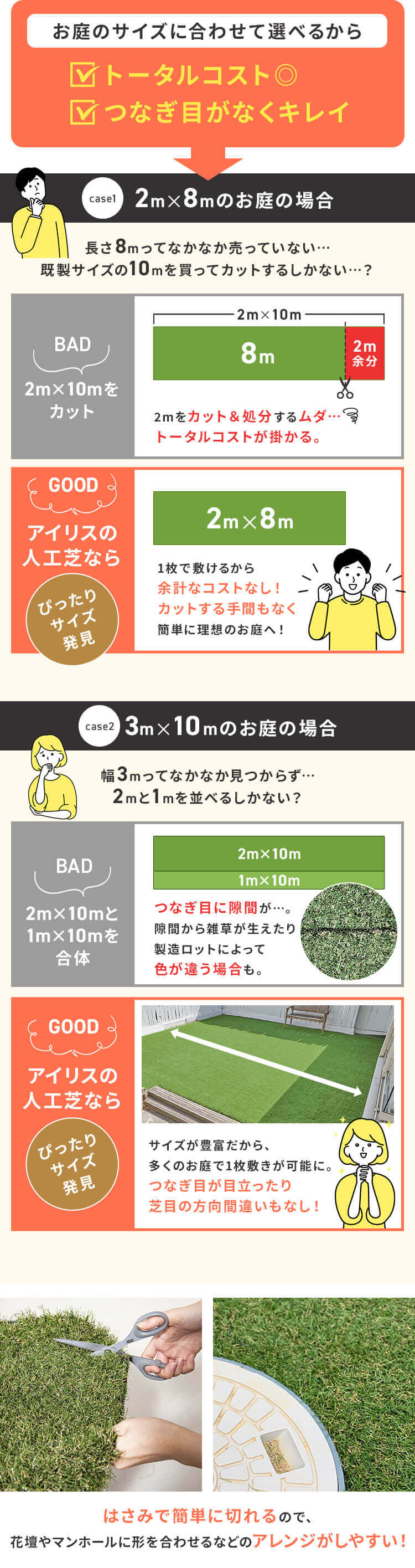 人工芝 1m&times;1m 芝丈30mm リアル質感 ロールタイプ  5