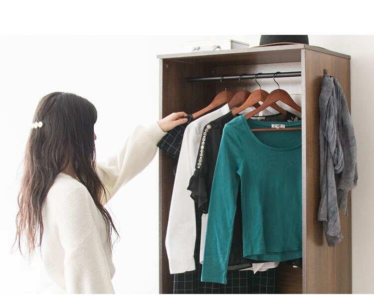 ハンガーラック 収納木製ワードローブ 幅60 WWR-6018 オーク4