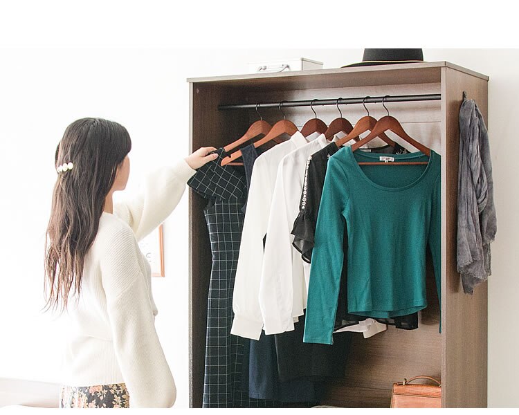 木製ワードローブ　幅89 WWR-9018 オーク【前払い不可】【代引き不可】【同梱不可】4