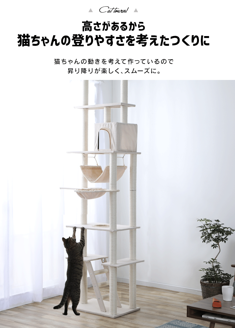 キャットタワー 突っ張り ブラウン CCCT-4060T 11