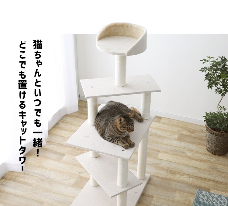 キャットタワー 据え置き ベージュ CCCT-4355S 10