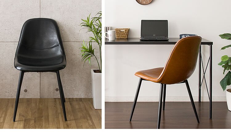 【2脚セット】 デザインチェア EC2S-75 ブラウン 5