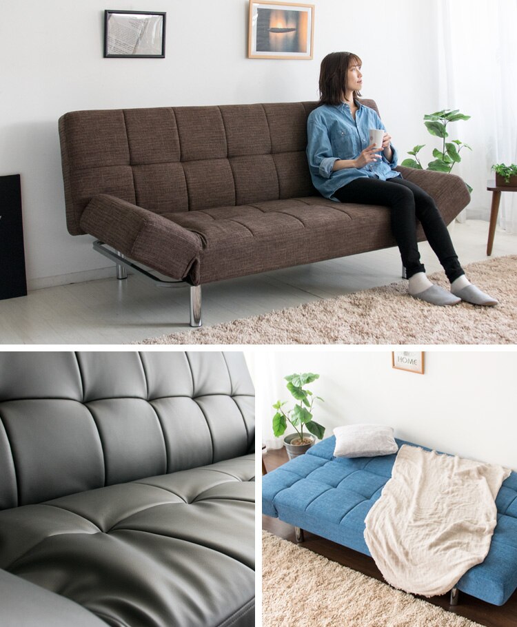 リクライニングソファベッド RSBP-1810 ブラック_レザー【代引き不可】3