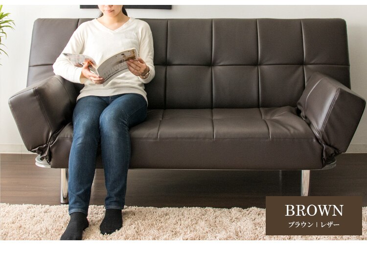 リクライニングソファベッド RSBP-1810 ブラック_レザー【代引き不可】20