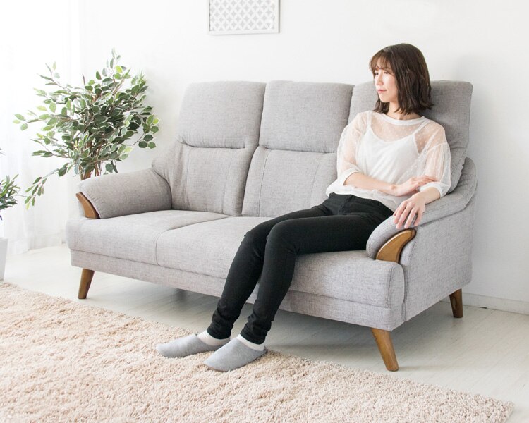 ハイバックソファ 3人掛け HBSF-1785 ベージュ 【代引き不可】2